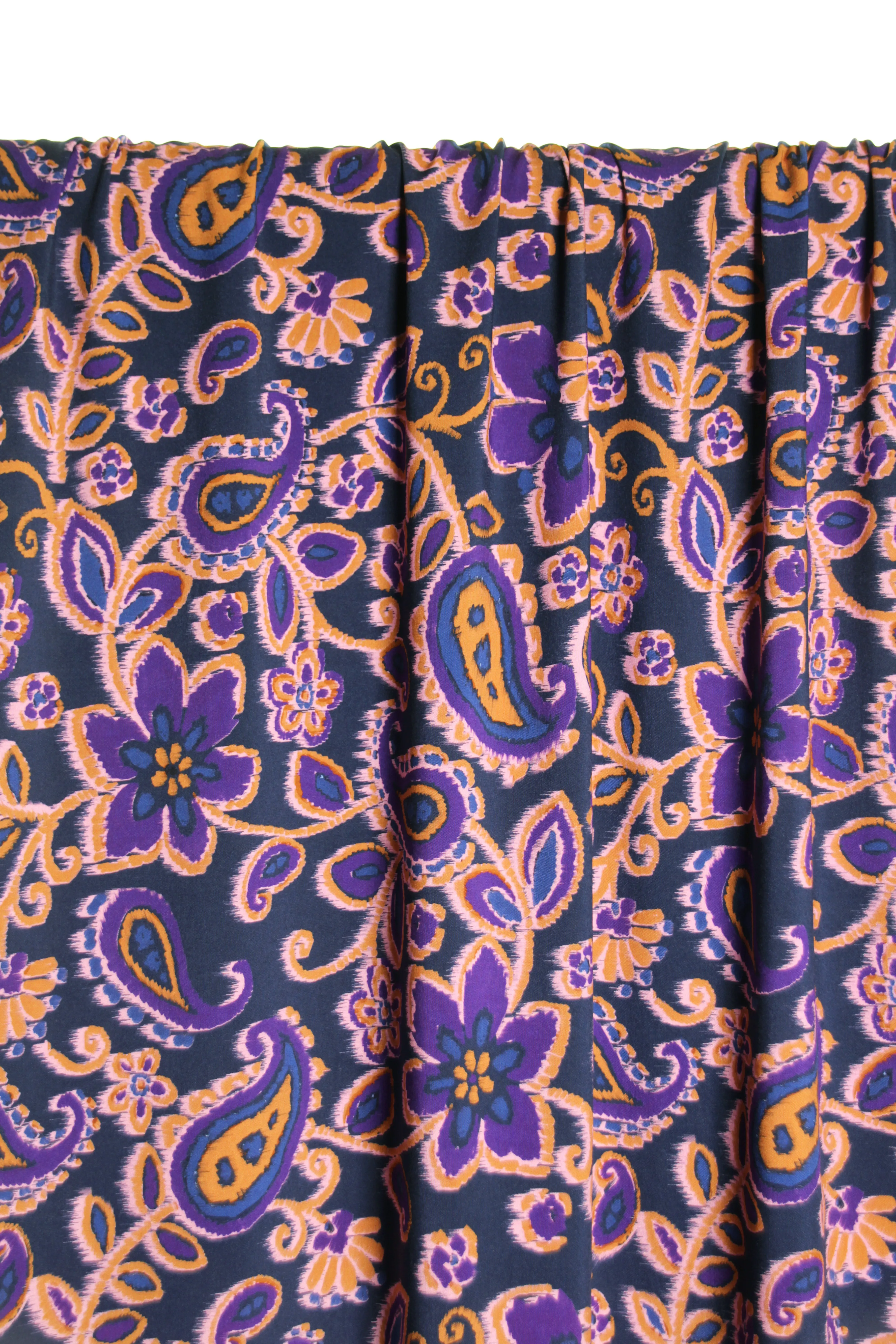 Viscose blauw met paisley print - Atelier Jupe